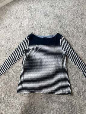 Brooks Brothers Womens Striped Jersey Top M Blue
